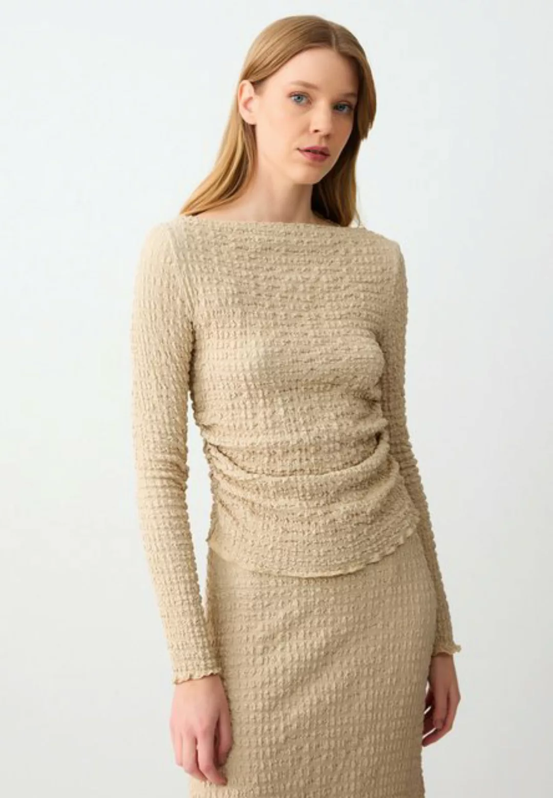 Jimmy Key Strickpullover Strickbluse Mit Muster Und U-Boot-Ausschnitt İn Sc günstig online kaufen