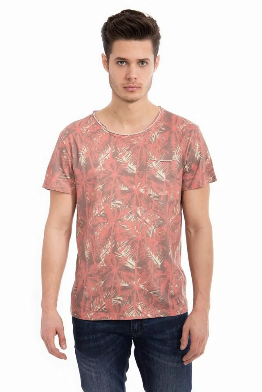 Way of Glory T-Shirt (1-tlg) Tropical Print & Tasche günstig online kaufen