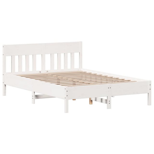 vidaXL Bett Massivholzbett mit Kopfteil Weiß 160x200 cm Kiefer günstig online kaufen