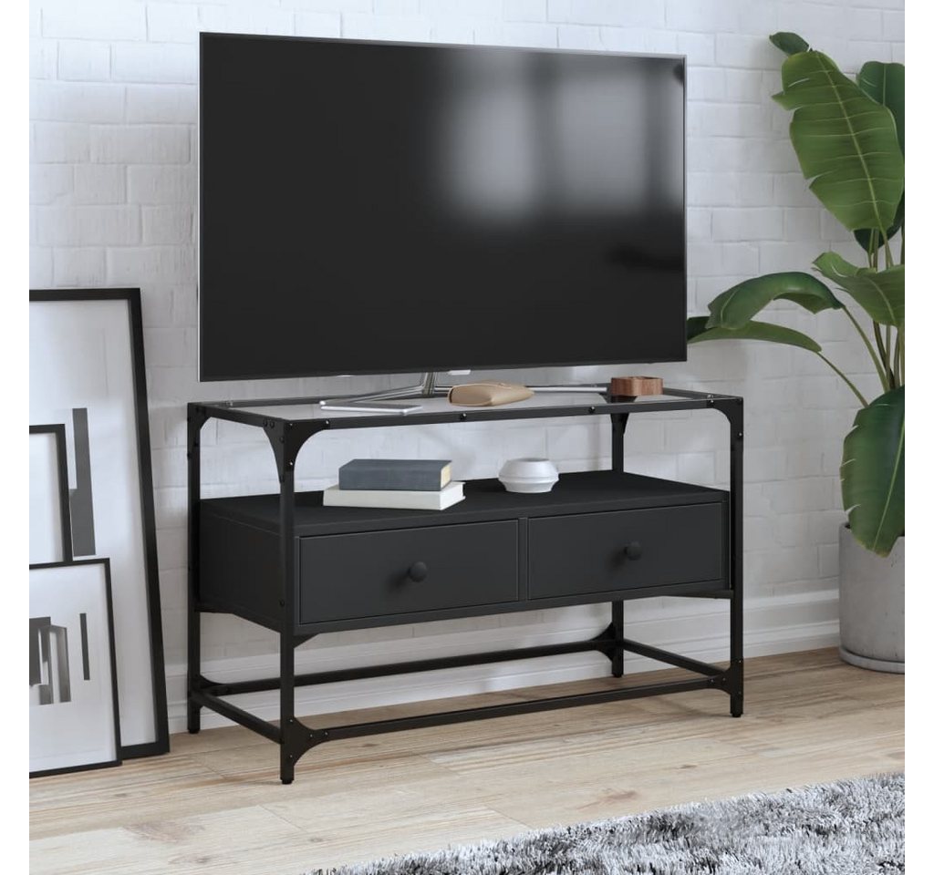 vidaXL Schrankmodule TV-Schrank mit Glasplatte Schwarz 80x35x51 cm Holzwerk günstig online kaufen