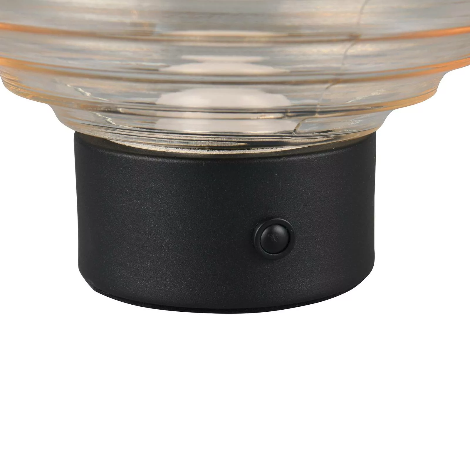 LED-Akku-Tischlampe Earl, schwarz/amber, Höhe 14,5 cm, Glas günstig online kaufen