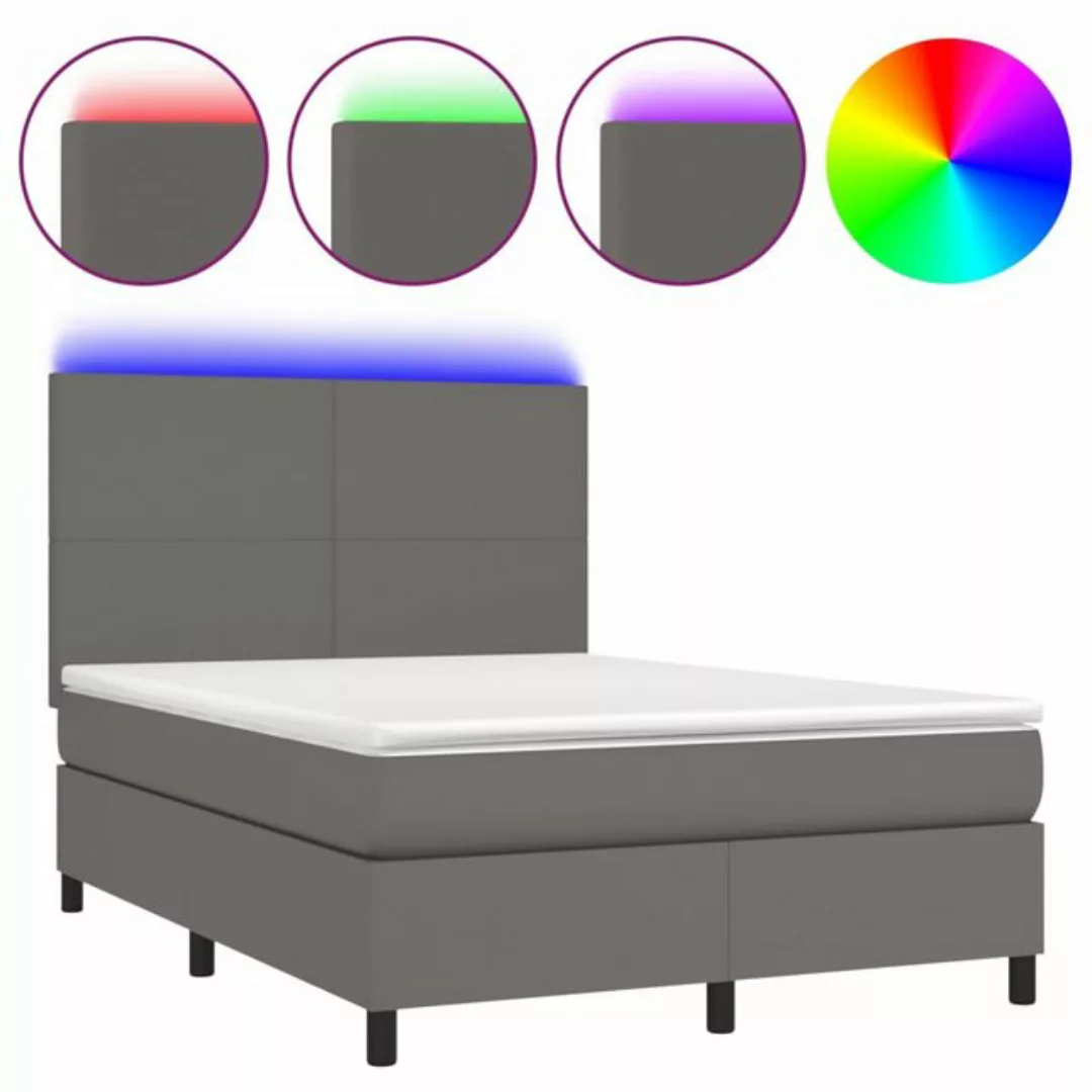 vidaXL Boxspringbett Boxspringbett mit Matratze & LED Kunstleder (140 x 200 günstig online kaufen