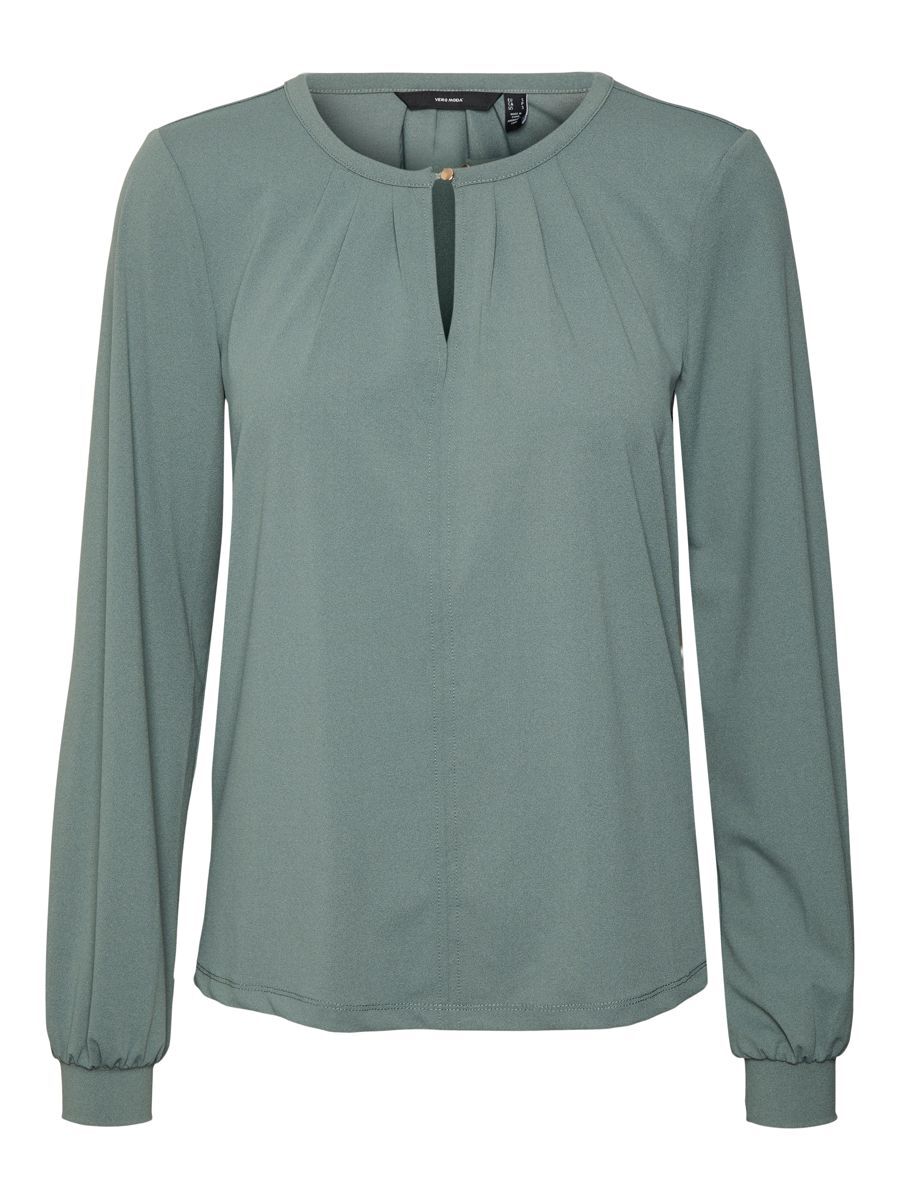 VERO MODA Ärmelbündchen-detail Bluse Damen Grün günstig online kaufen