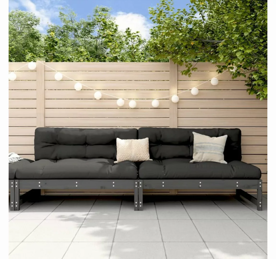 vidaXL Loungesofa Garten-Mittelsofas 2 Stk. Grau 120x80 cm Massivholz Kiefe günstig online kaufen