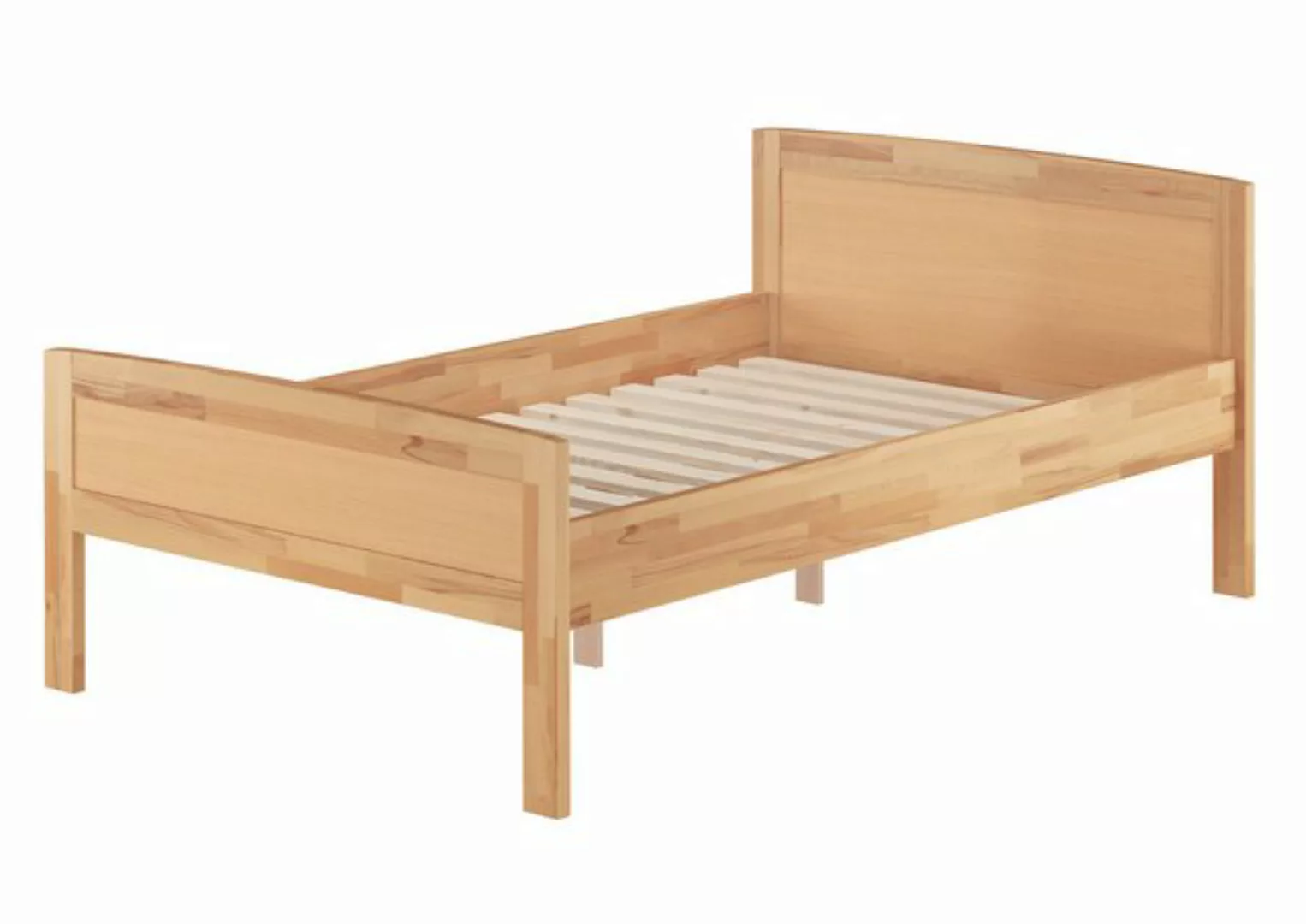 ERST-HOLZ Bett Hohes Seniorenbett Überlänge Buche 120x220, Buchefarblos lac günstig online kaufen