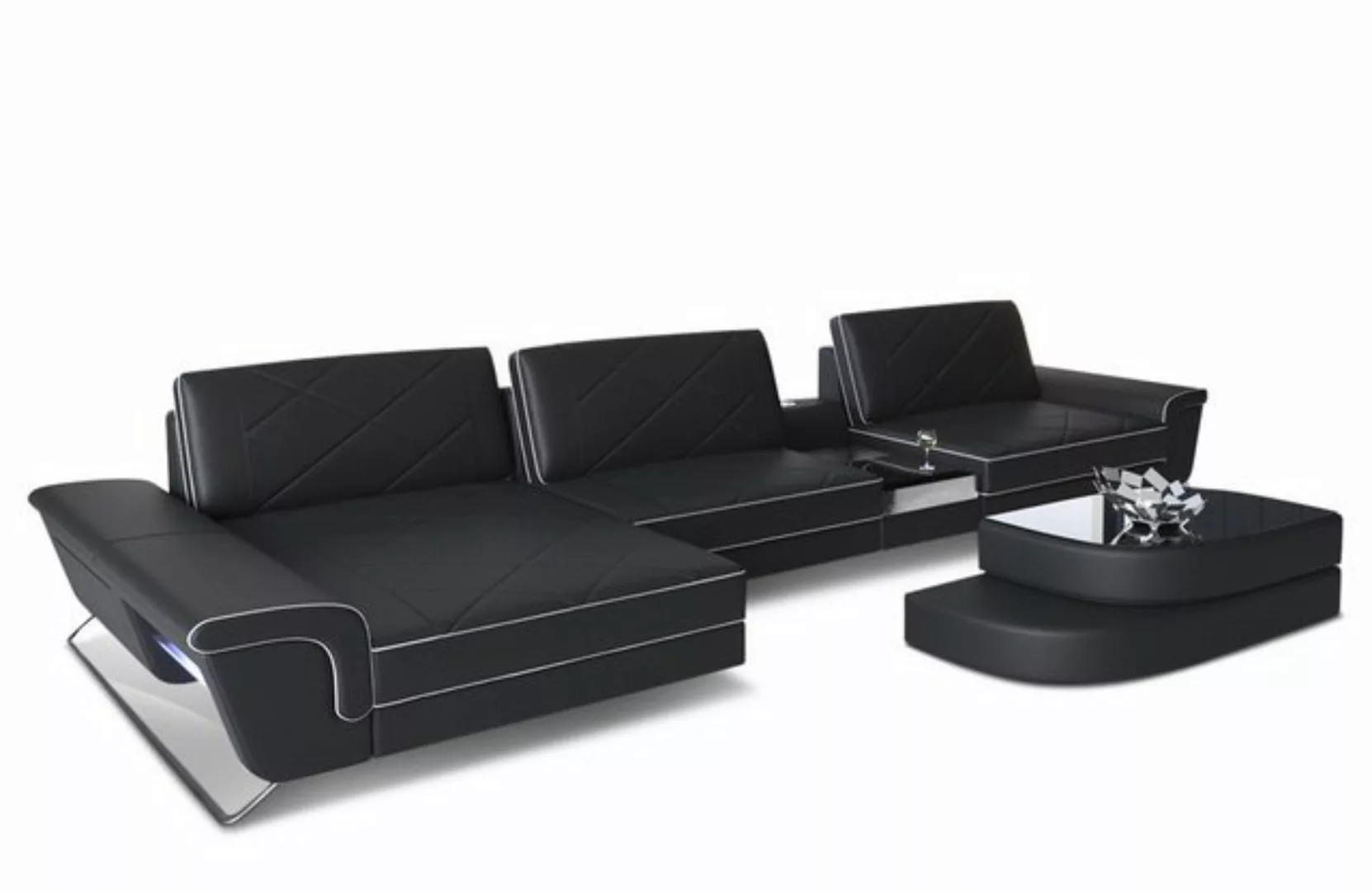 Sofa Dreams Ecksofa Leder Sofa Bari L Form Ledersofa, Couch, mit LED, verst günstig online kaufen