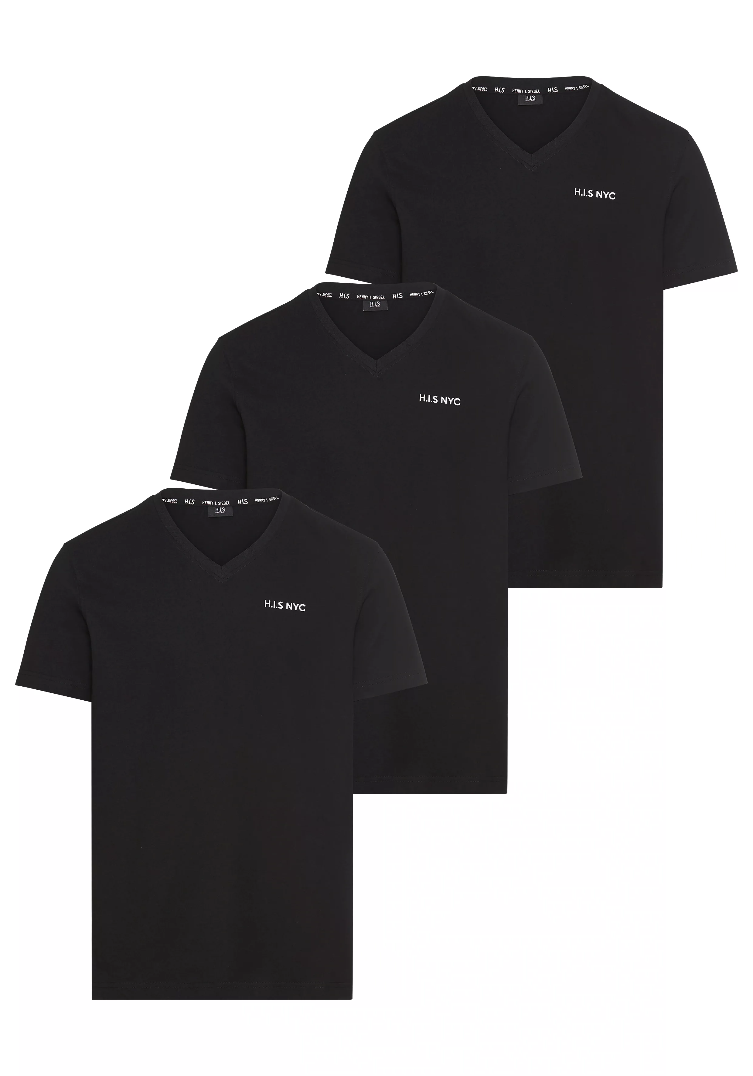 H.I.S V-Shirt, (3-er Pack), Kurzarm, Slim Fit, aus Baumwolle günstig online kaufen
