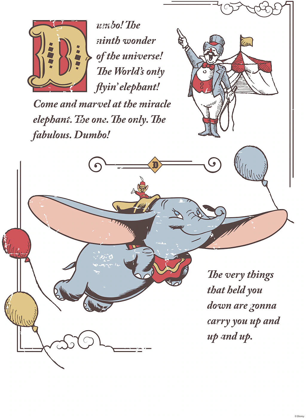 Komar Leinwandbild "Keilrahmenbild - Dumbo the Flying Elephant- Größe 40 x günstig online kaufen