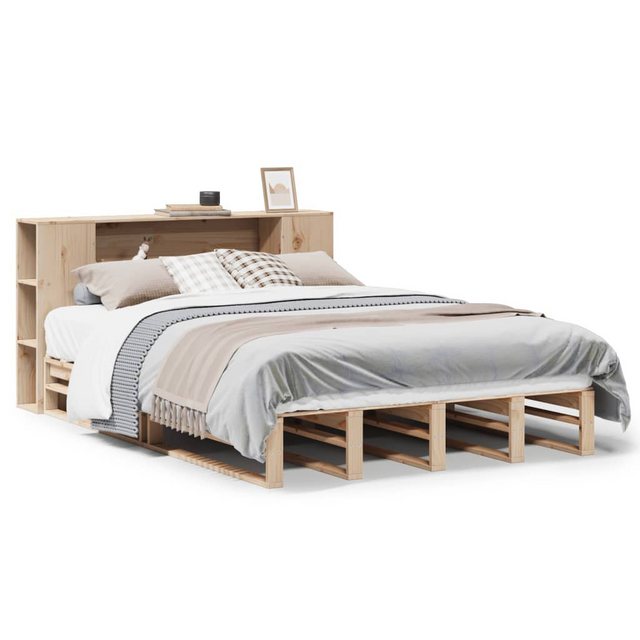 vidaXL Bett, Massivholzbett mit Regal ohne Matratze 150x200 cm Massivholz günstig online kaufen