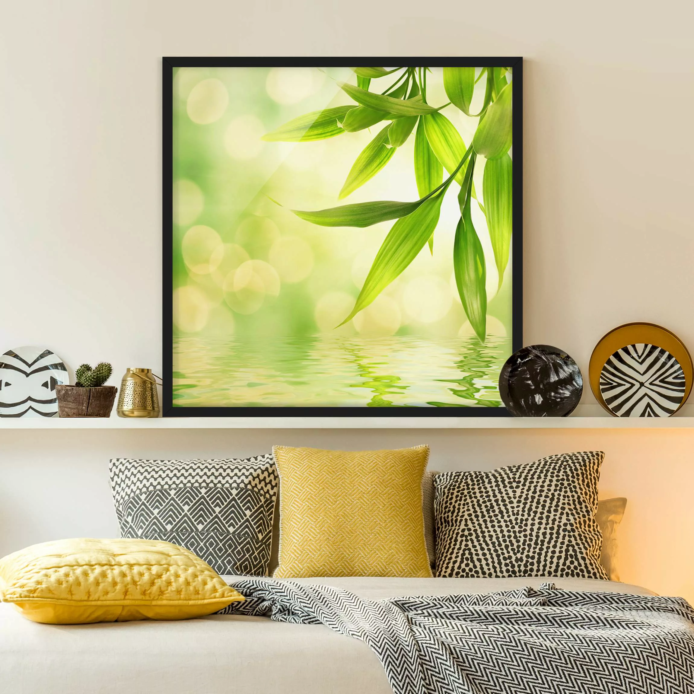 Bild mit Rahmen Blumen - Quadrat Green Ambiance I günstig online kaufen