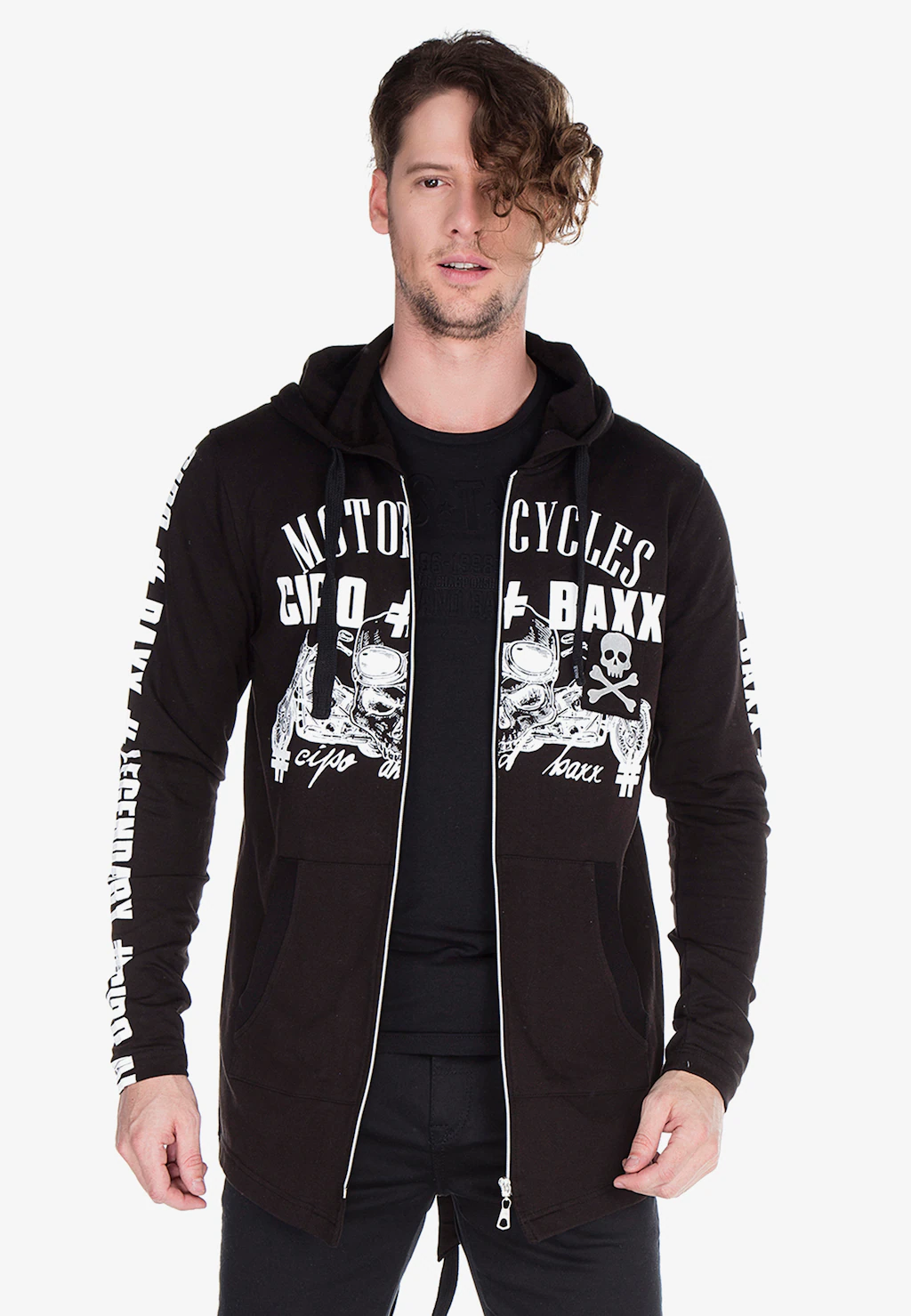 Cipo & Baxx Sweatjacke, mit trendigen Biker-Print-Elementen günstig online kaufen