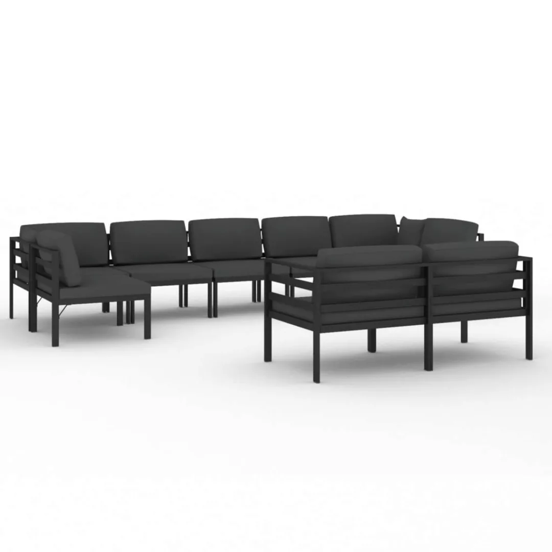 Vidaxl 9-tlg. Garten-lounge-set Mit Kissen Aluminium Anthrazit günstig online kaufen