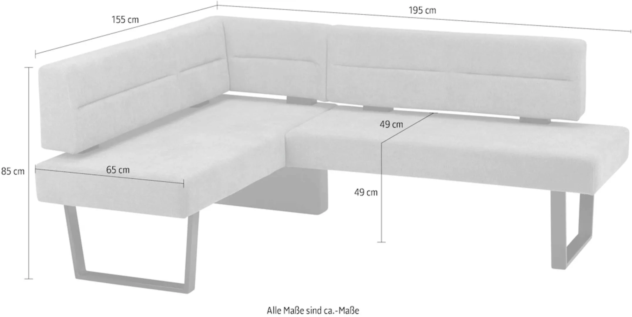 massivline&more Eckbank, modernes Design, Gestell aus massivem Metall günstig online kaufen