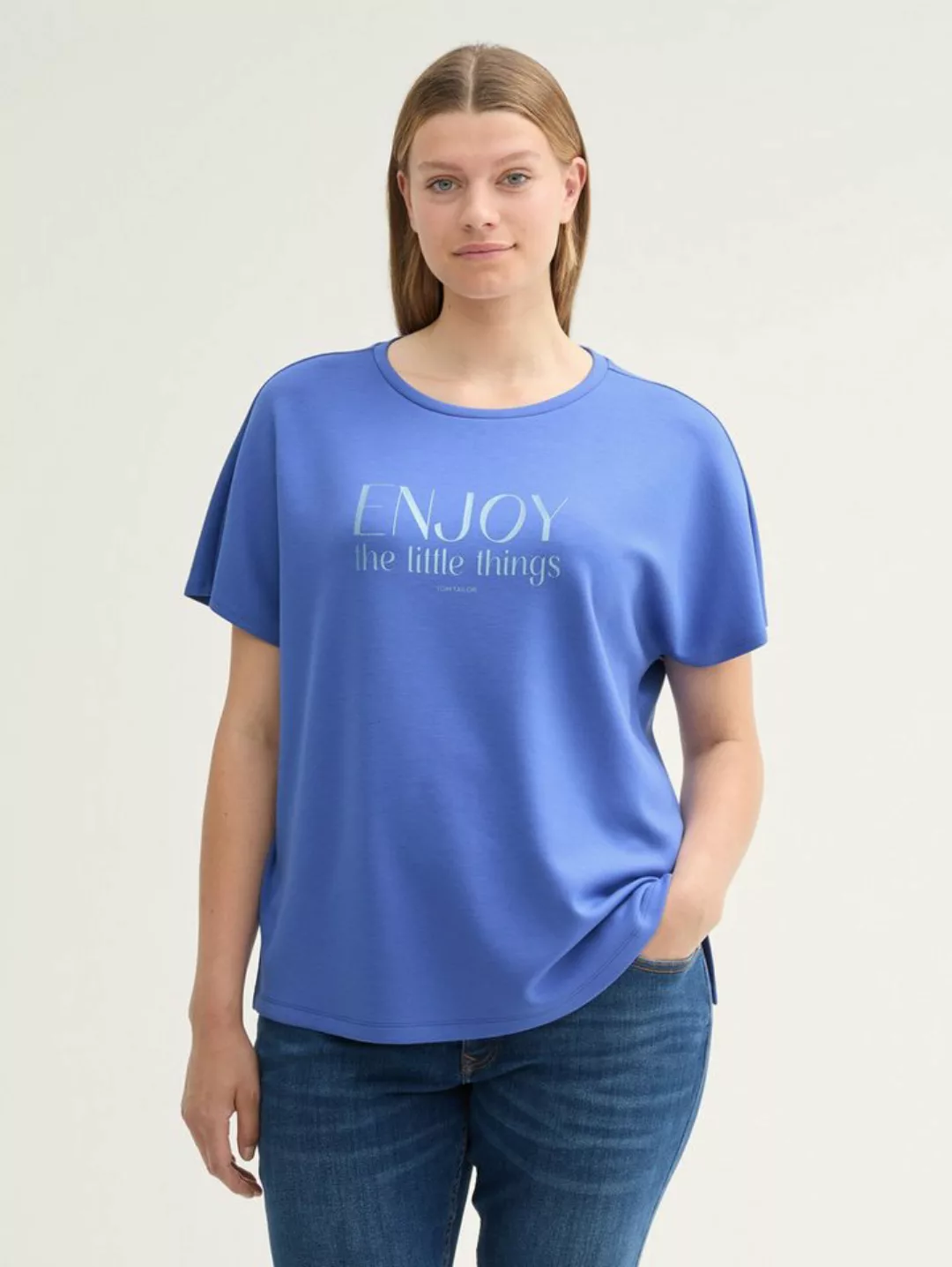 TOM TAILOR PLUS T-Shirt Plus - Scuba T-Shirt mit Textprint günstig online kaufen