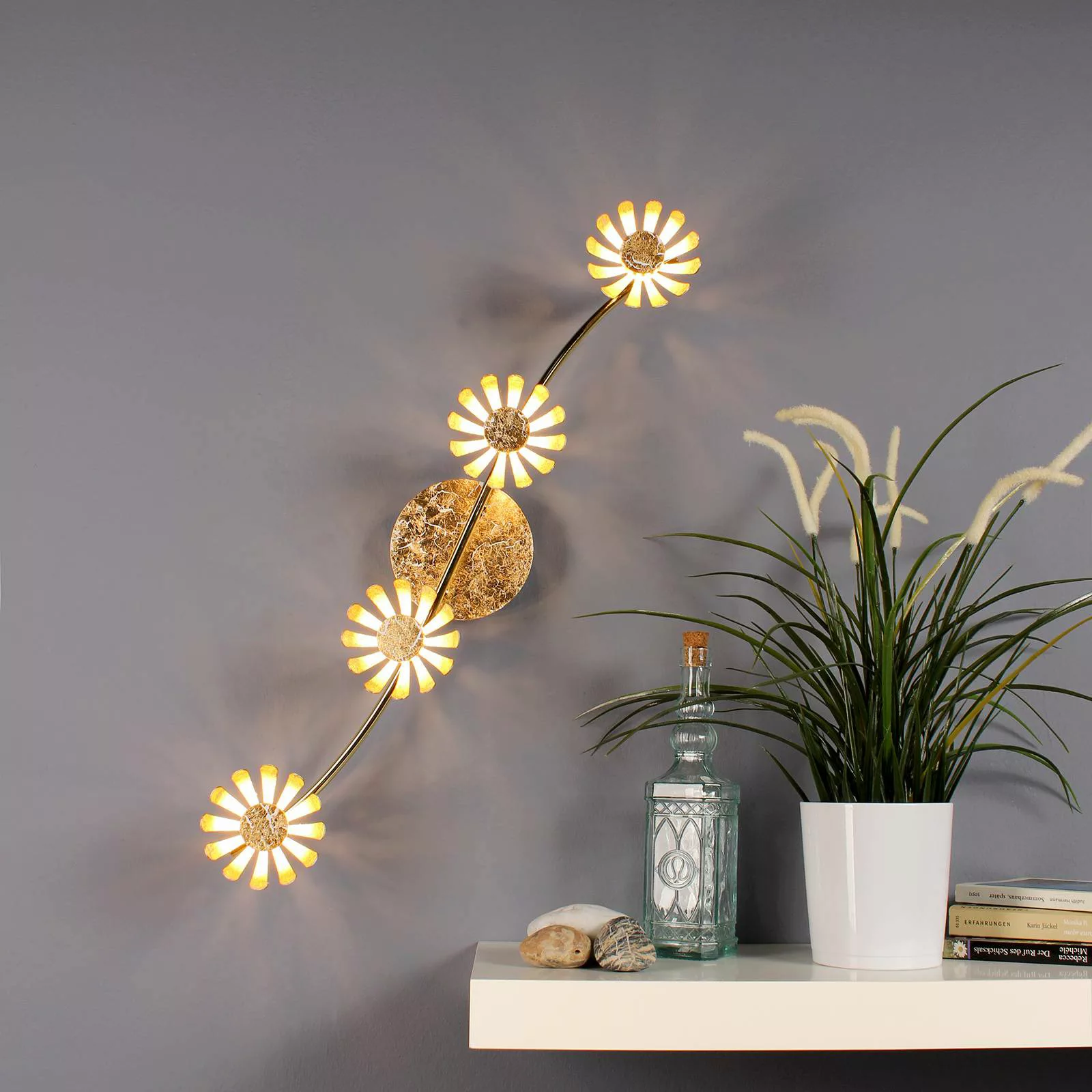LED-Wandleuchte Bloom vierflammig gold günstig online kaufen