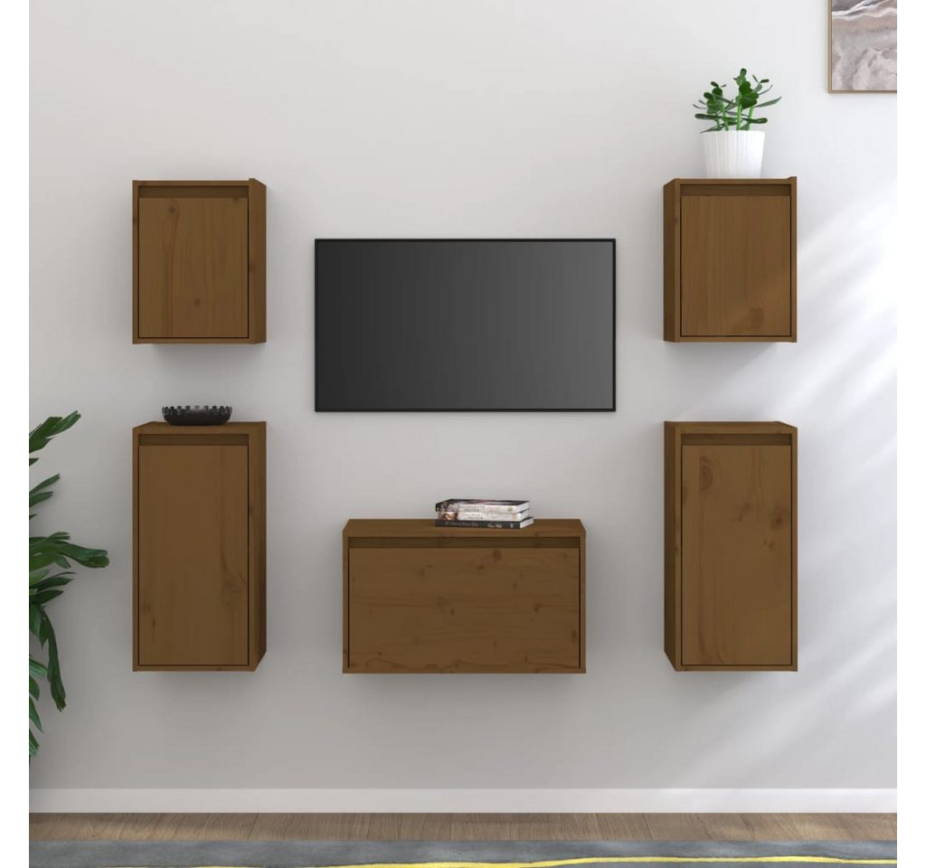 vidaXL TV-Schrank TV-Schränke 5 Stk Honigbraun Massivholz Kiefer Lowboard L günstig online kaufen