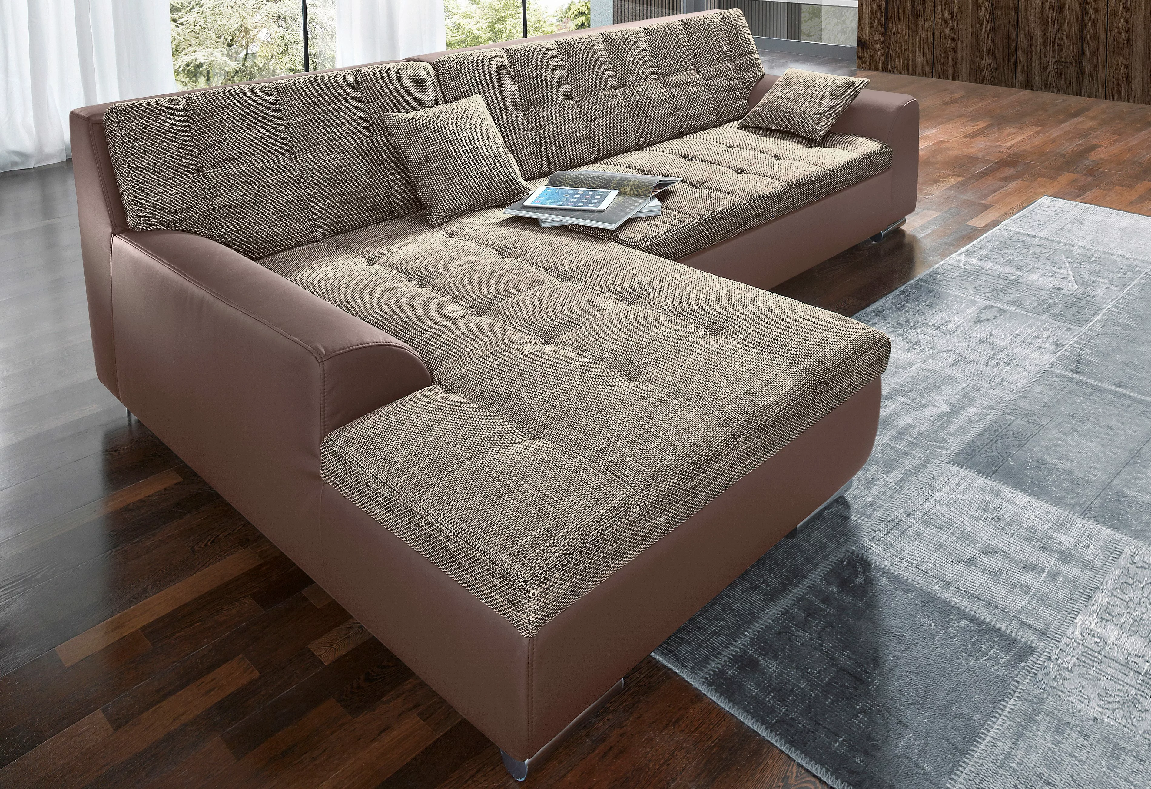 DOMO collection Ecksofa "NMoric incl. Zierkissen B/T/H: 273/216/80 cm L-For günstig online kaufen