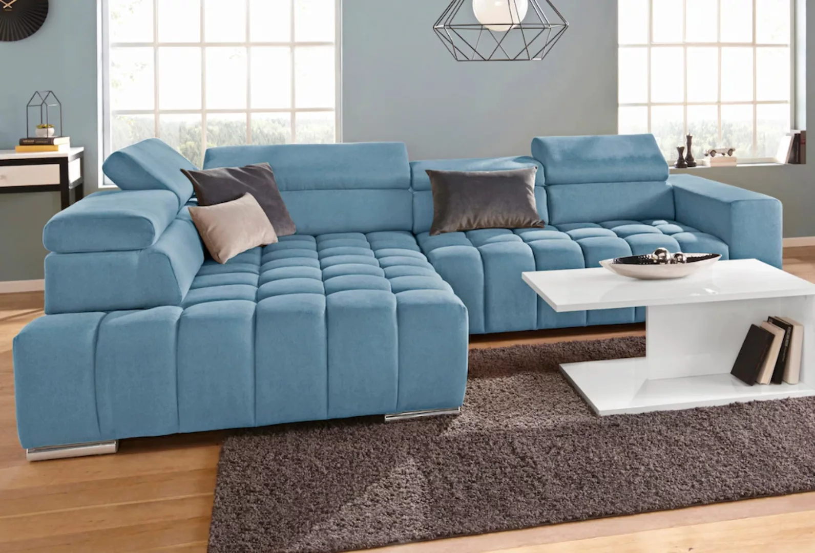 exxpo - sofa fashion Ecksofa "Elias, aktuelle Kreuzsteppung im Sitz, bequem günstig online kaufen