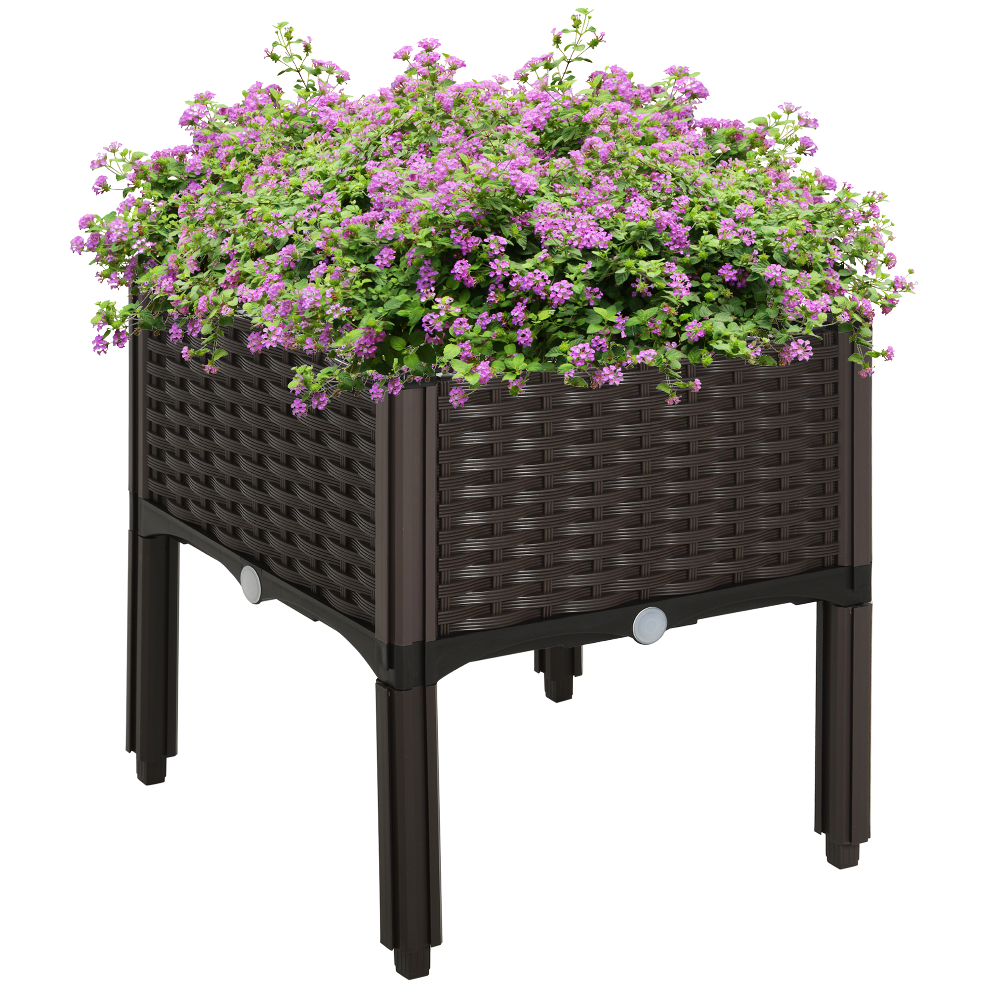 Outsunny Hochbeet Pflanzkasten Rattan-Look 40x40x44cm mit Abflusslöchern au günstig online kaufen