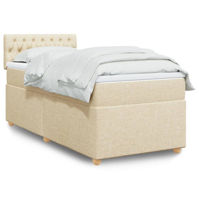 vidaXL Boxspringbett, Boxspringbett mit Matratze Creme 90x200 cm Stoff günstig online kaufen