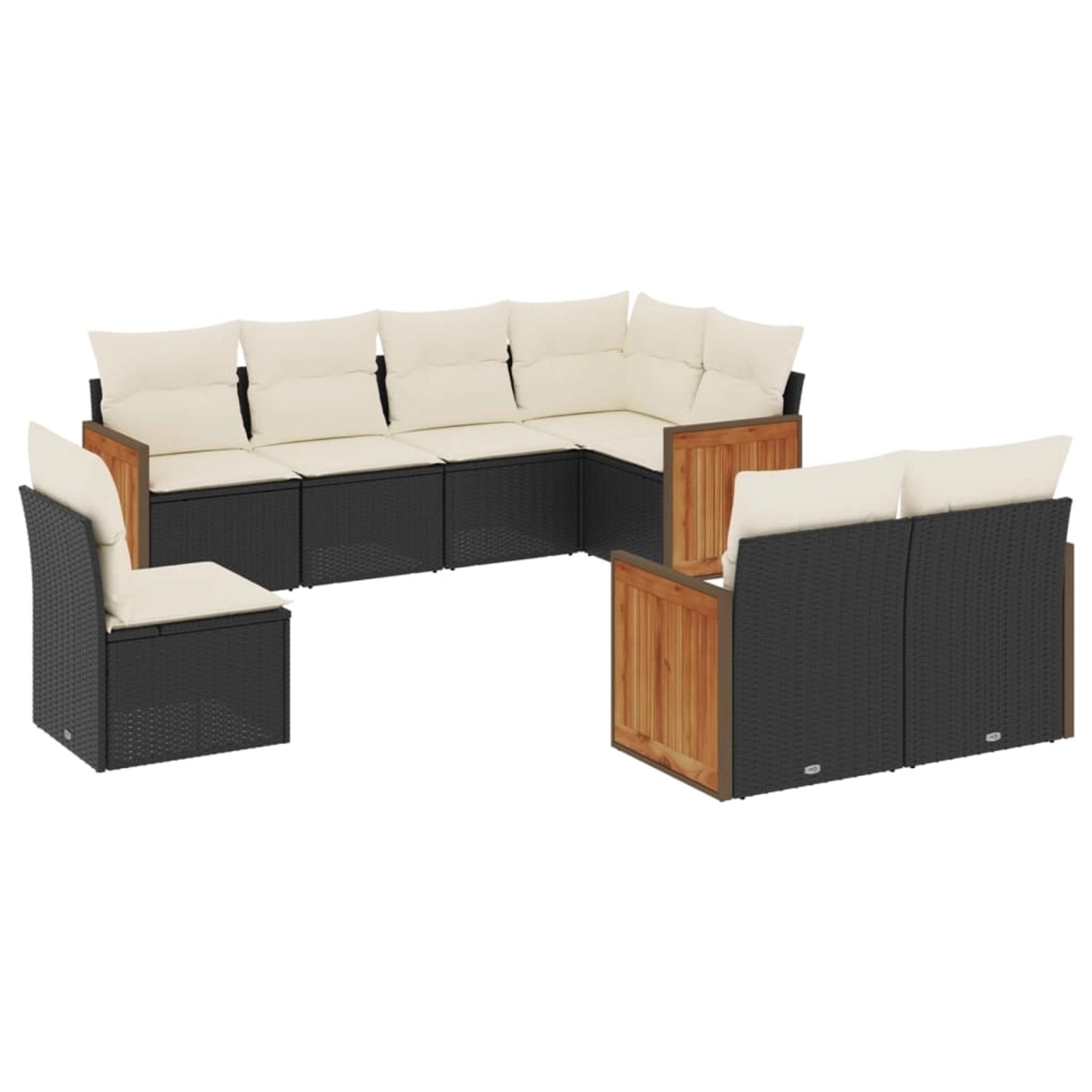 vidaXL 8-Tlg Garten-Sofagarnitur mit Kissen Schwarz Poly Rattan 3260243 günstig online kaufen
