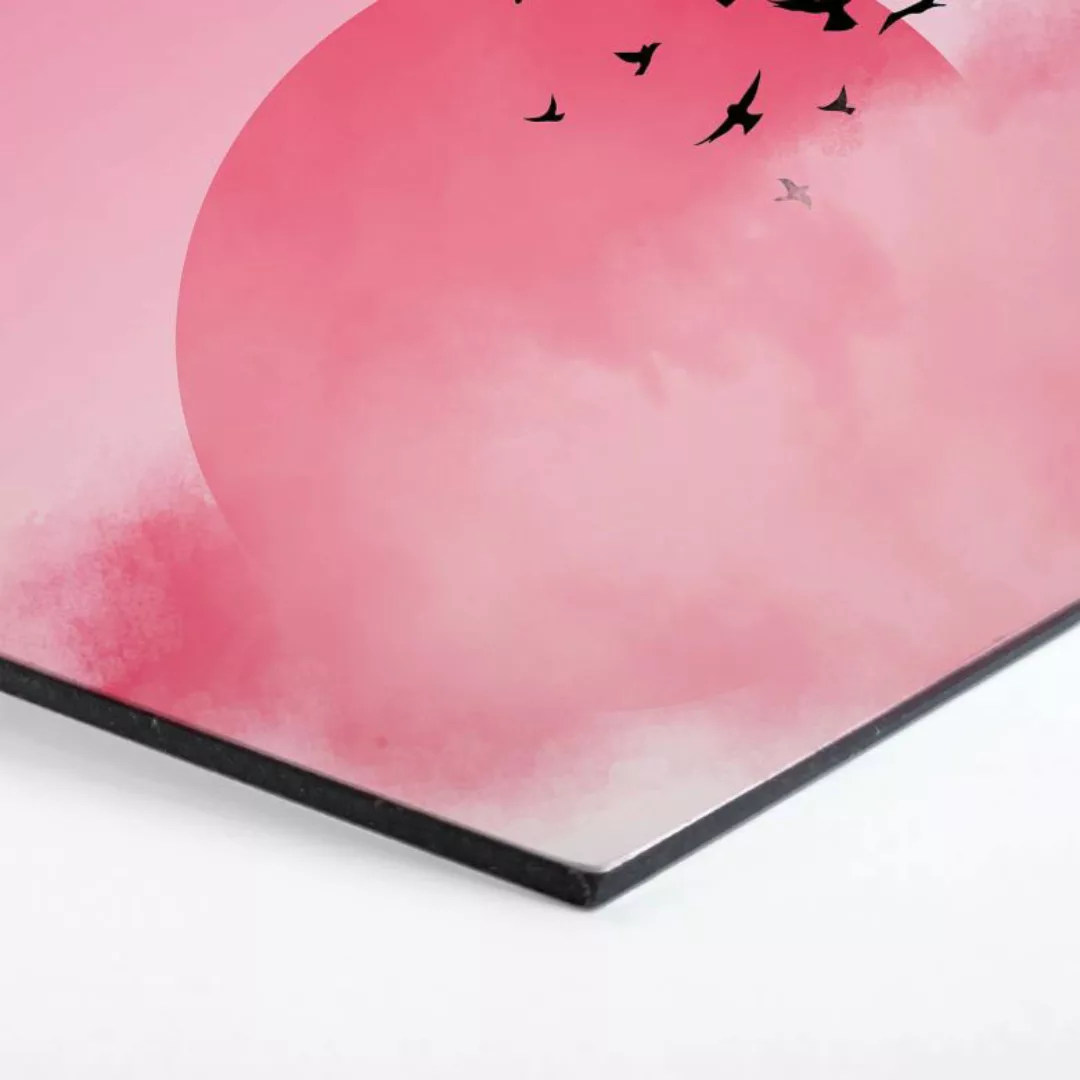 Wall-Art Metallbild "Vogel Sonnenuntergang Pink", (1 St.) günstig online kaufen