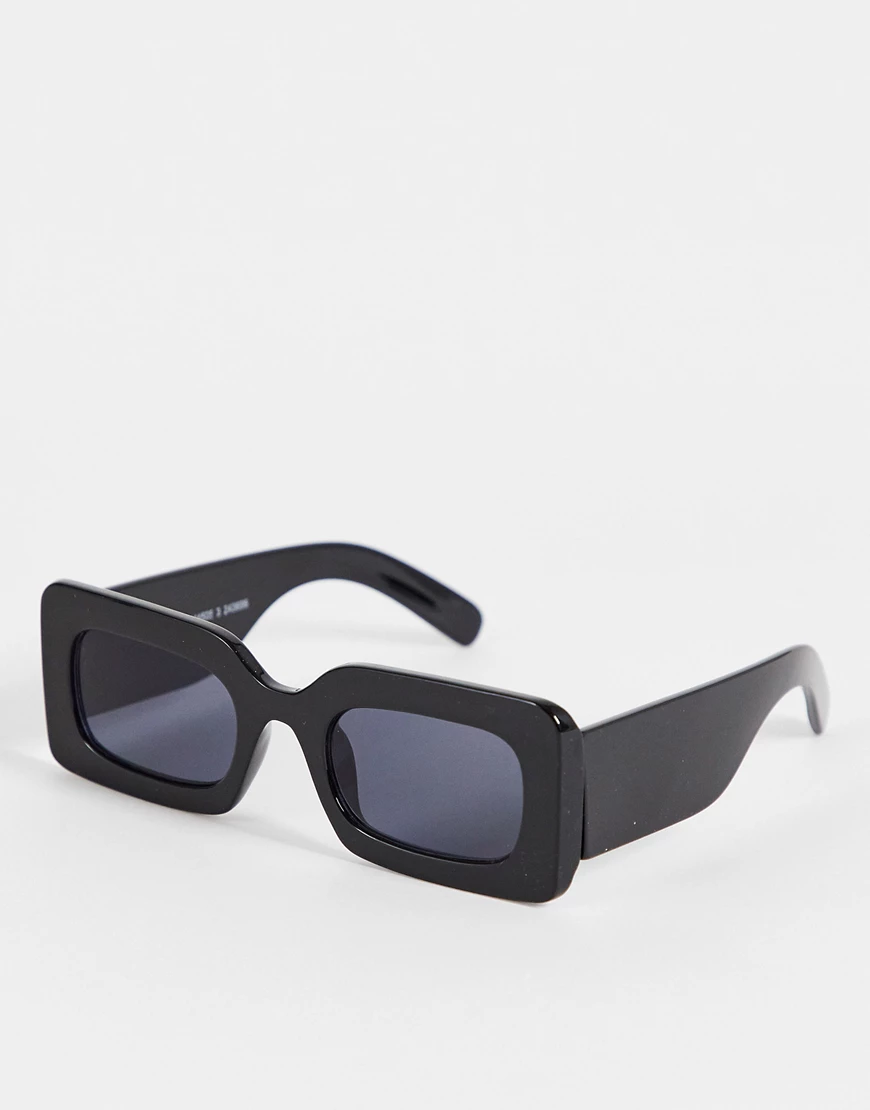 Monki – Aggy – Rechteckige Sonnenbrille in Schwarz günstig online kaufen