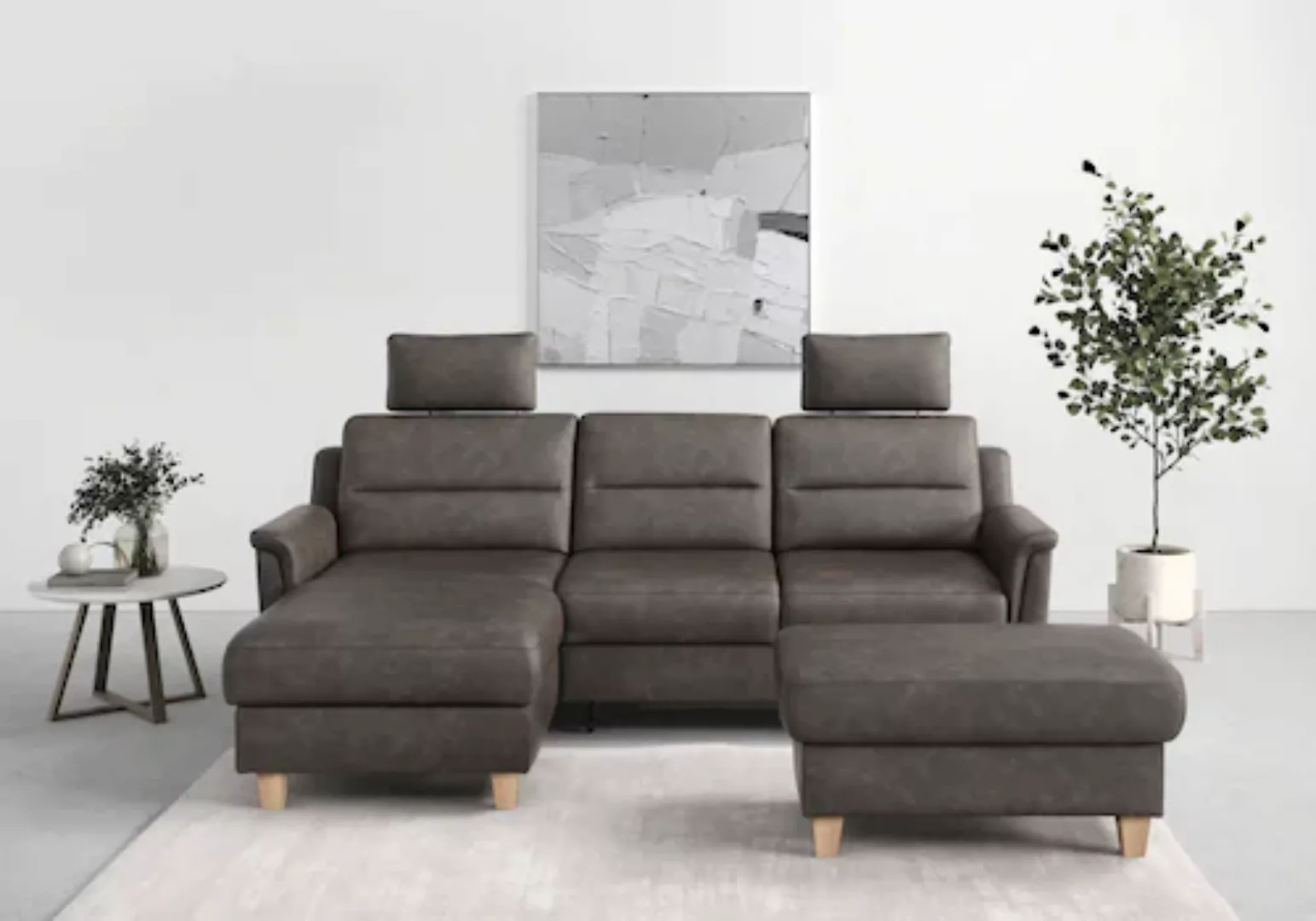 sit&more Ecksofa »Farö L-Form«, inklusive Federkern, wahlweise mit Bettfunk günstig online kaufen