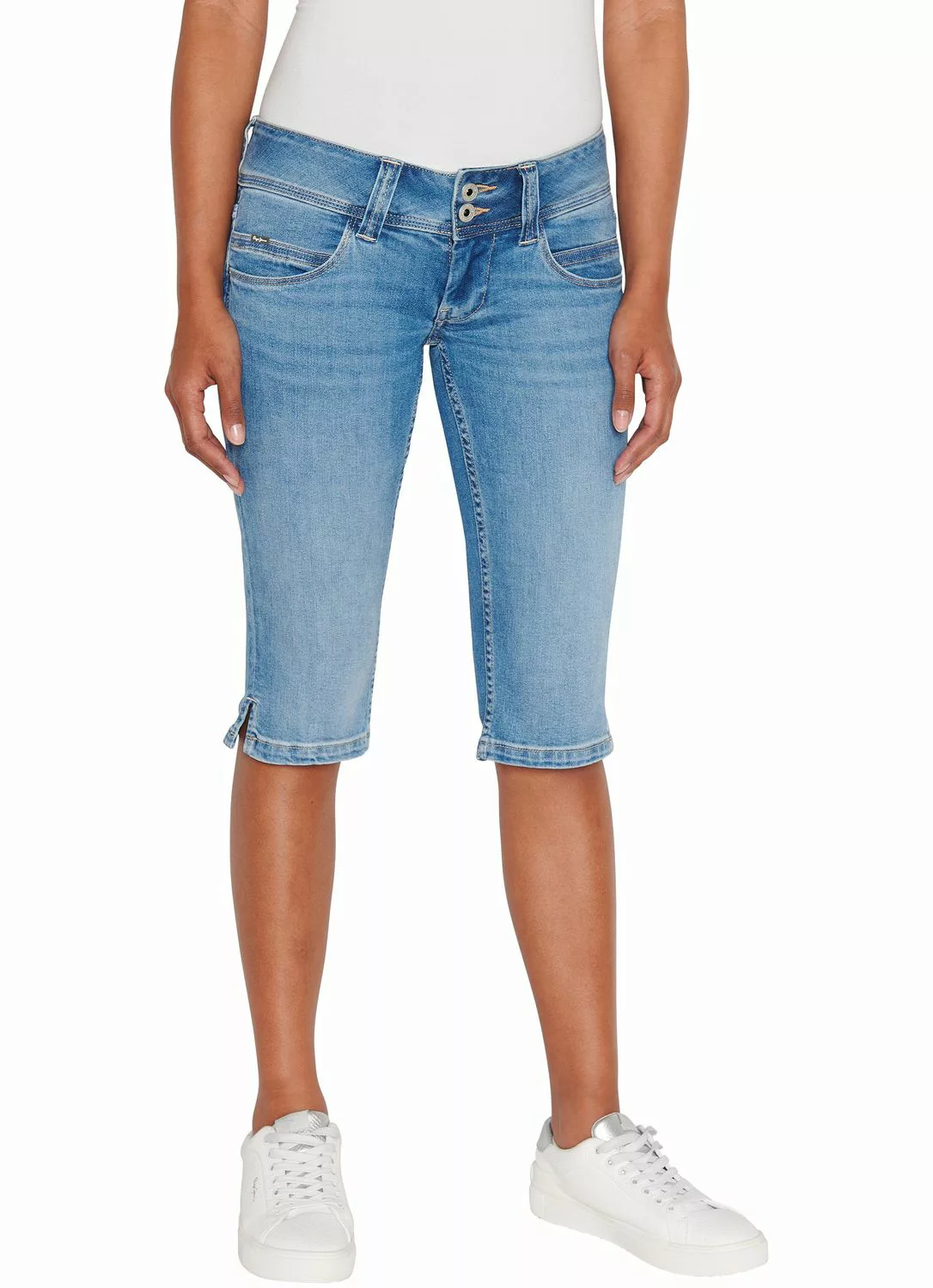 Pepe Jeans Damen Bermuda Short SLIM CROP LW - Slim Fit - Blau - Blue Denim günstig online kaufen