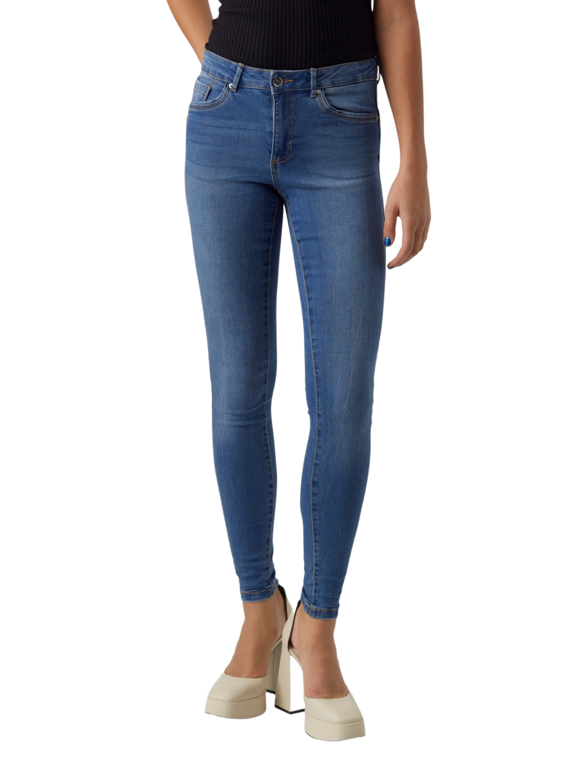 Vero Moda Damen Jeans VMALIA VI3292 - Slim Fit - Blau - Medium Blue Denim günstig online kaufen