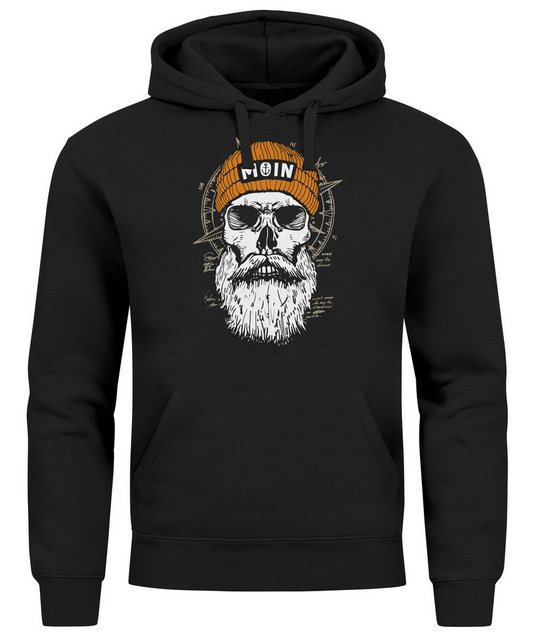 Neverless Hoodie Hoodie Herren Moin Skull Windrose Kompass Totenkopf Frontp günstig online kaufen