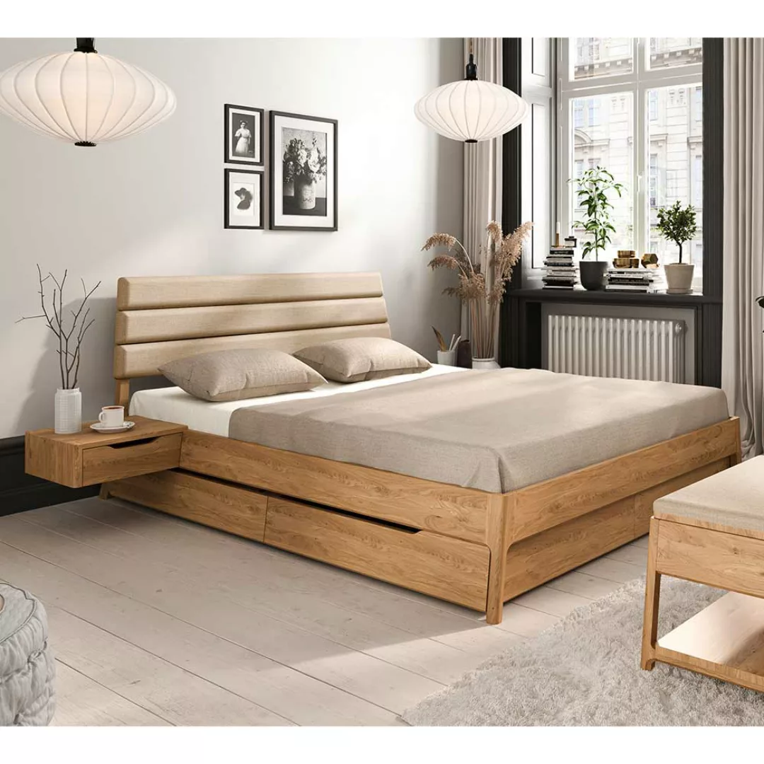 Breites Bett mit Konsolen - 214 cm tief 152 cm breit (dreiteilig) günstig online kaufen