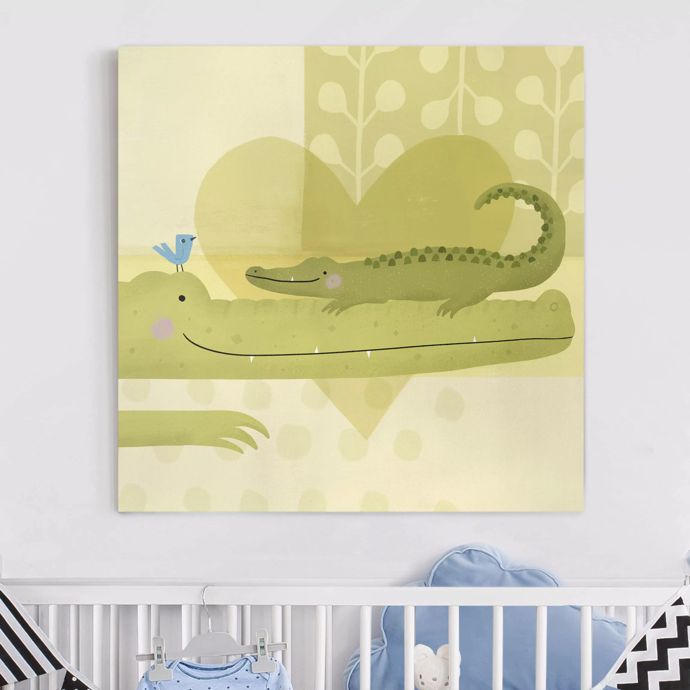 Leinwandbild Kinderzimmer - Quadrat Mama und ich - Krokodile günstig online kaufen