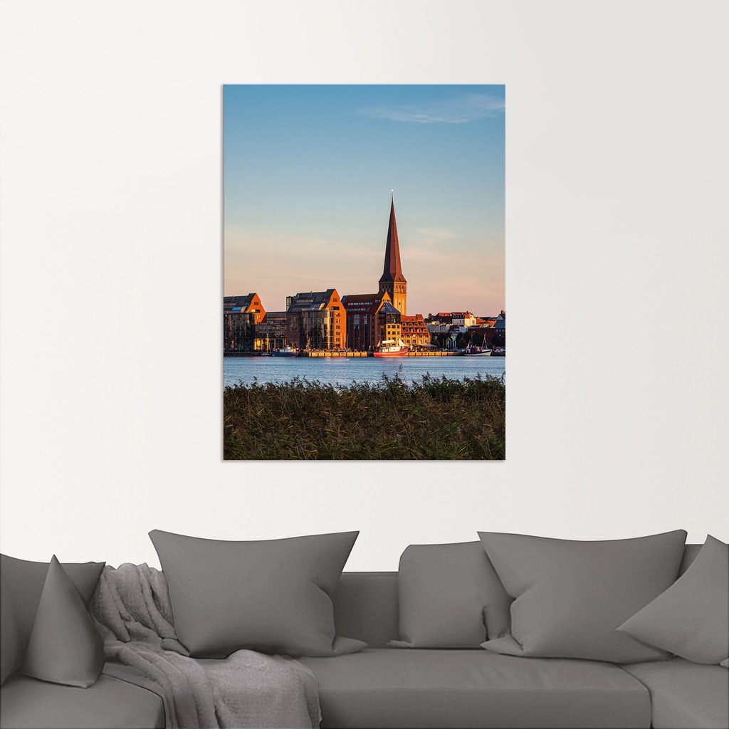 Artland Alu-Dibond-Druck "Blick über Warnow, Hansestadt Rostock", Rostock, günstig online kaufen