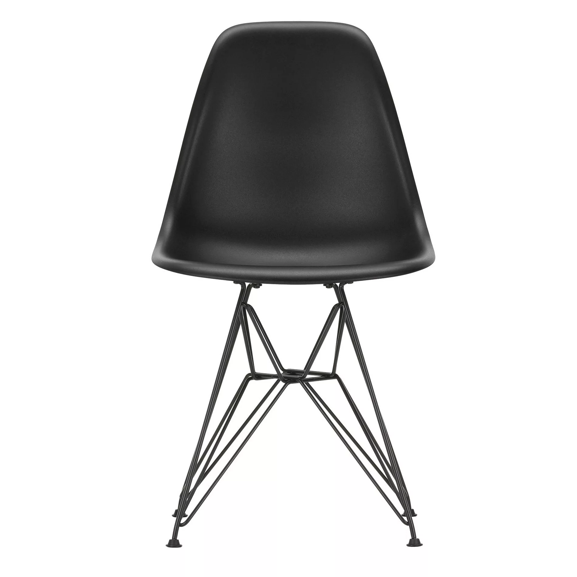 Vitra - Eames Plastic Side Chair DSR Gestell schwarz - tiefschwarz/Sitz Pol günstig online kaufen