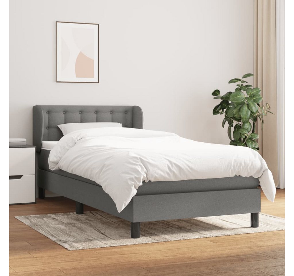 vidaXL Boxspringbett Boxspringbett mit Matratze Dunkelgrau 100x200 cm Stoff günstig online kaufen