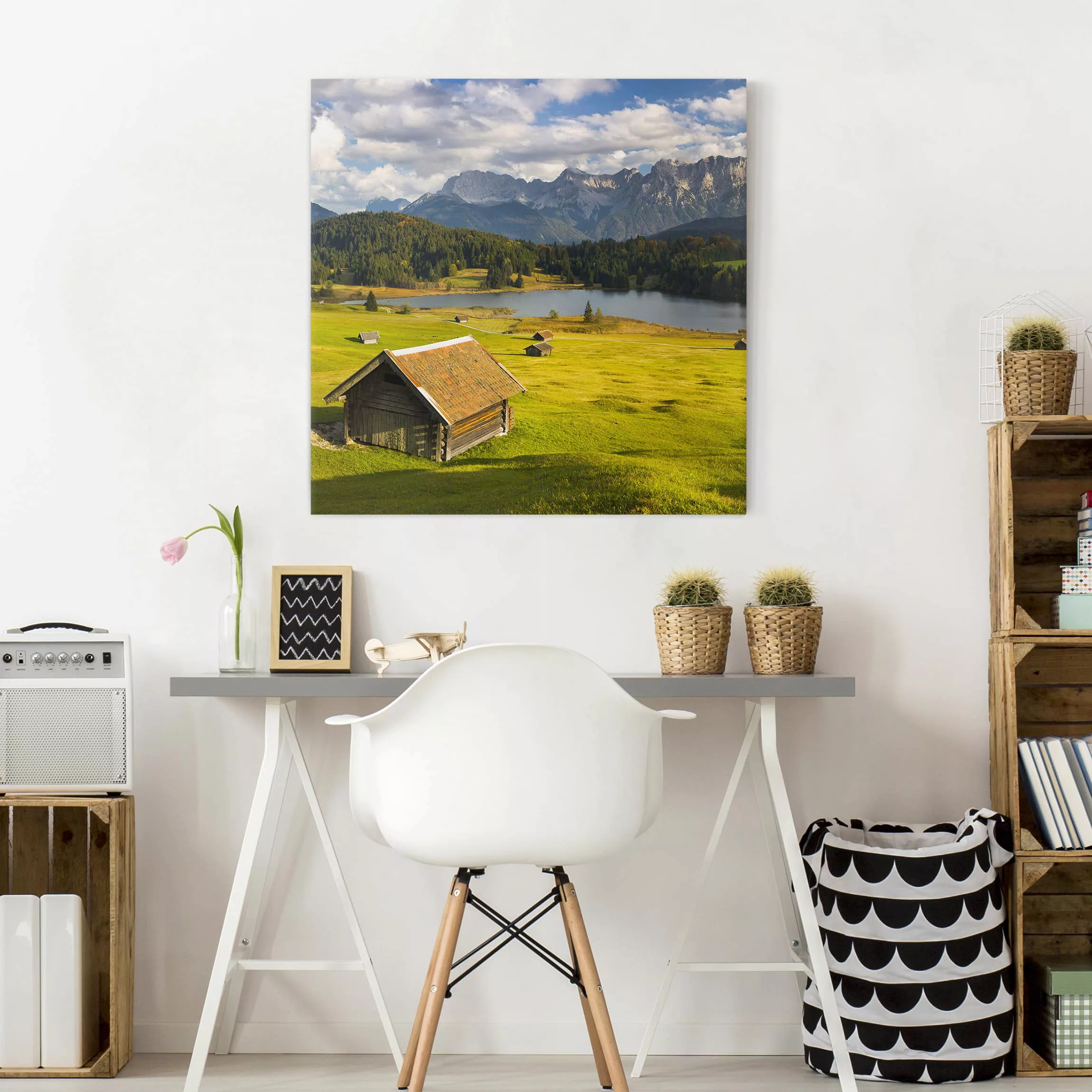 Leinwandbild Natur & Landschaft - Quadrat Geroldsee Oberbayern günstig online kaufen
