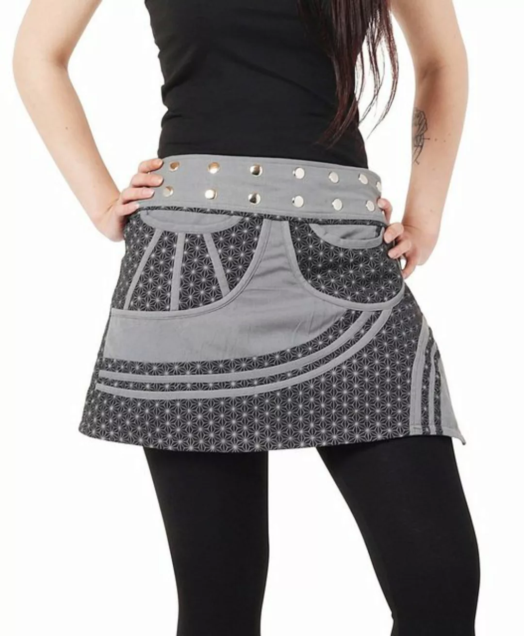 PUREWONDER Wickelrock Damen Rock mit Druckknöpfen und zwei Taschen Sk266 Ba günstig online kaufen