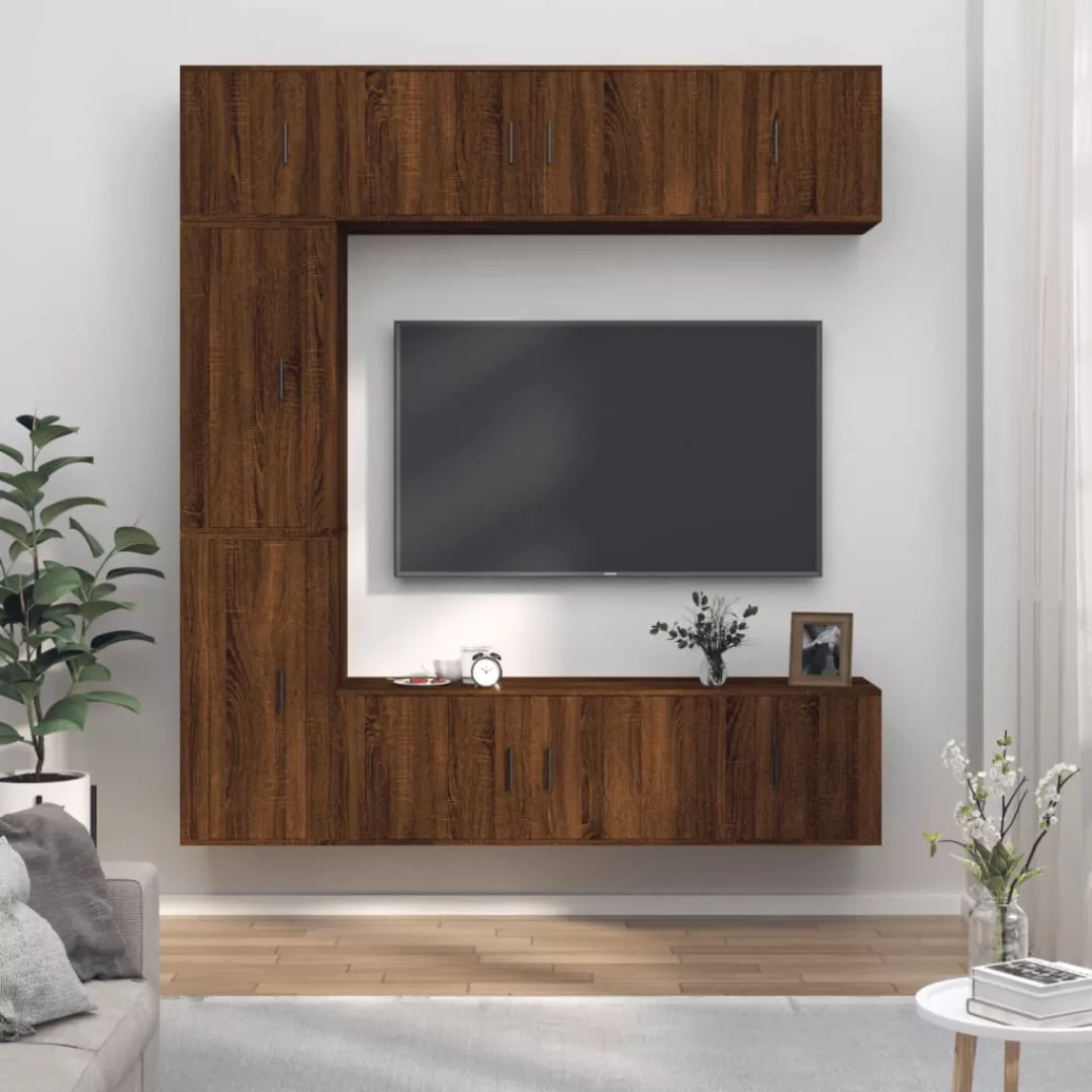 Vidaxl 7-tlg. Tv-schrank-set Braun Eichen-optik Holzwerkstoff günstig online kaufen