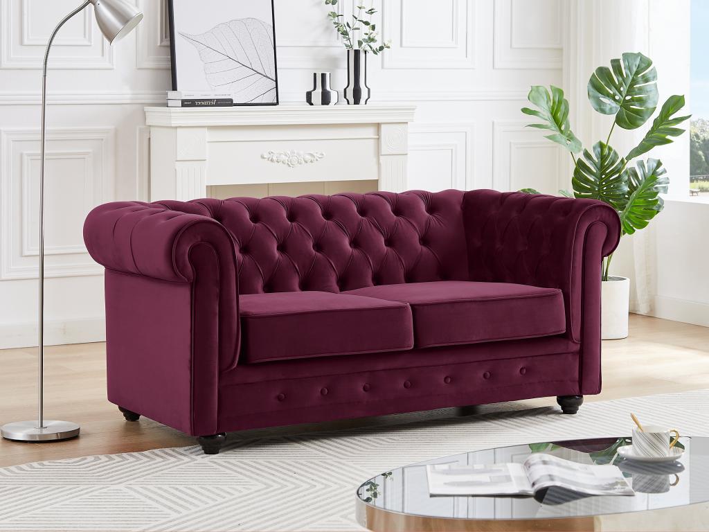 Sofa 2-Sitzer - Samt - Purpur - CHESTERFIELD günstig online kaufen