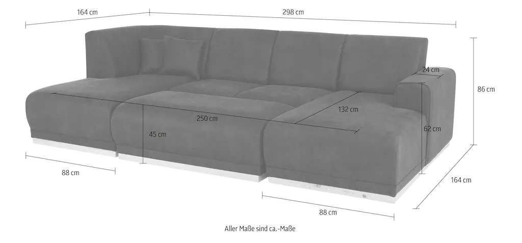 Home affaire Wohnlandschaft Seeland U-Form, mit sichtbarem Holzrahmen an de günstig online kaufen