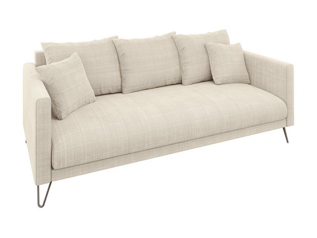 S-Style Möbel 3-Sitzer Sofa Harmony aus Chenille-Stoff mit Hohen Schwarzen günstig online kaufen