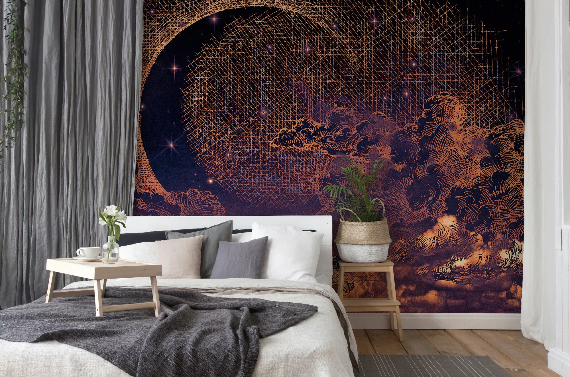 Architects Paper Fototapete »Atelier 47 Moon Sky 2«, kontrastfarbene Detail günstig online kaufen