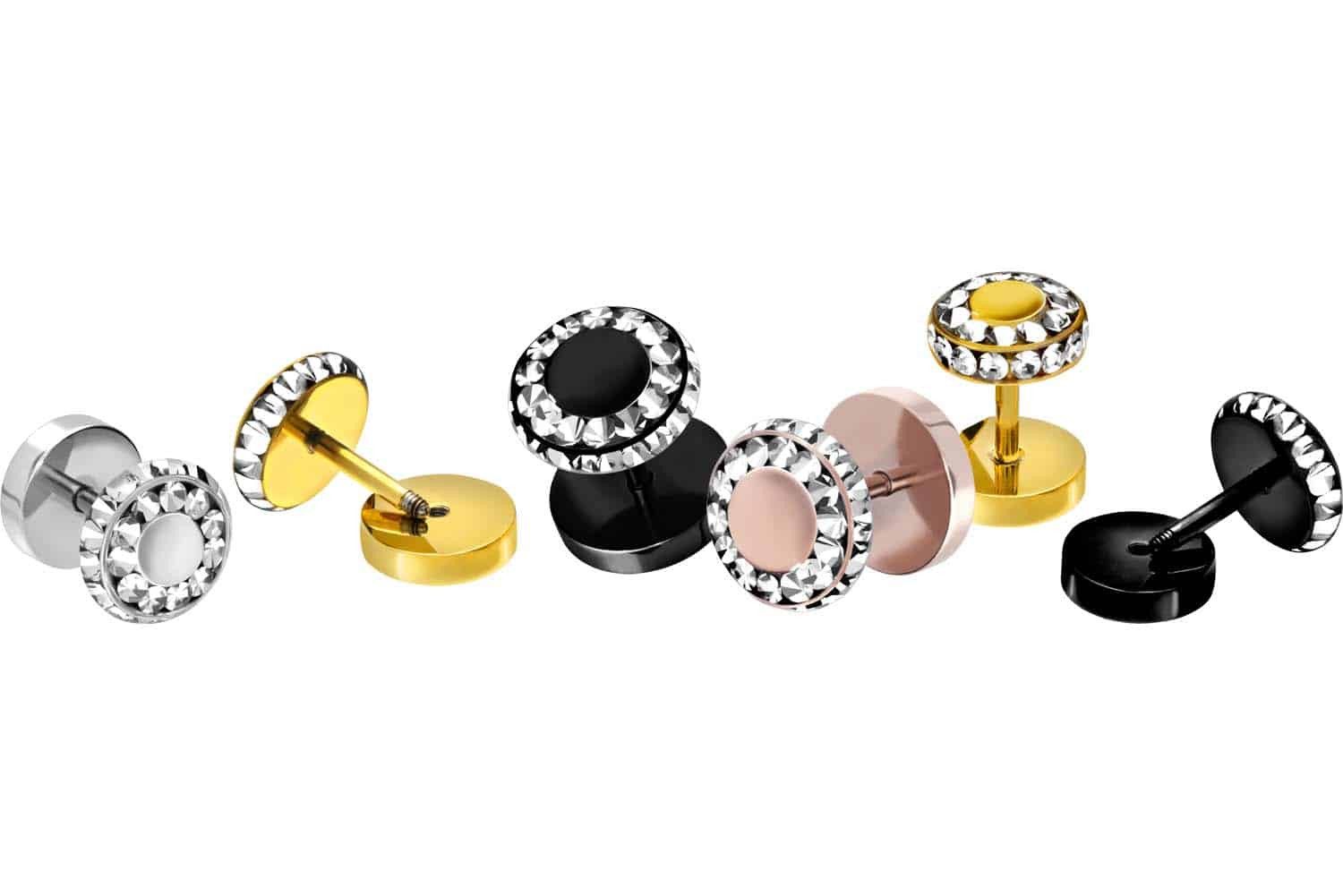 PIERCINGLINE Fake-Ear-Plug Chirurgenstahl Fake Plug KRISTALLE günstig online kaufen