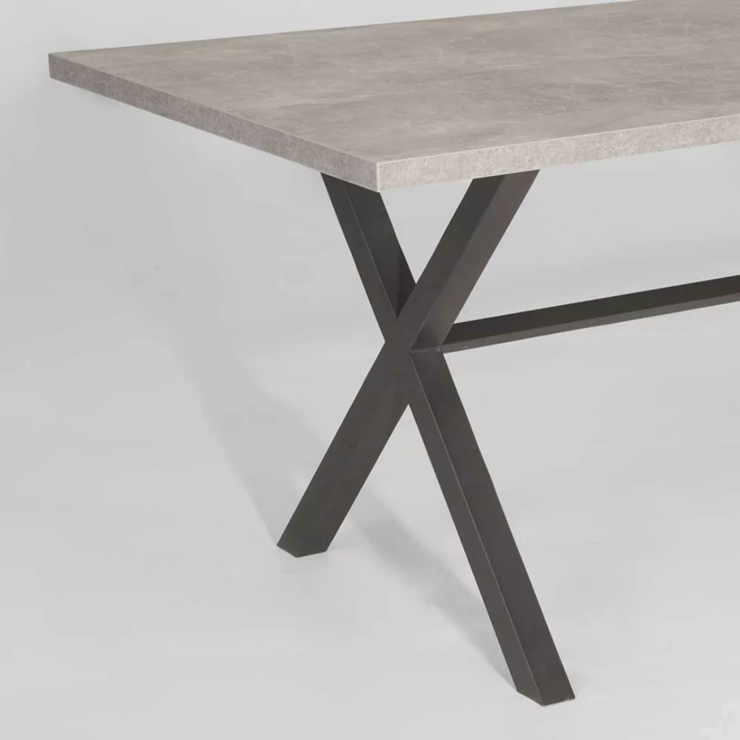 Esszimmer Tisch in Beton Grau und Anthrazit X-Füßen günstig online kaufen