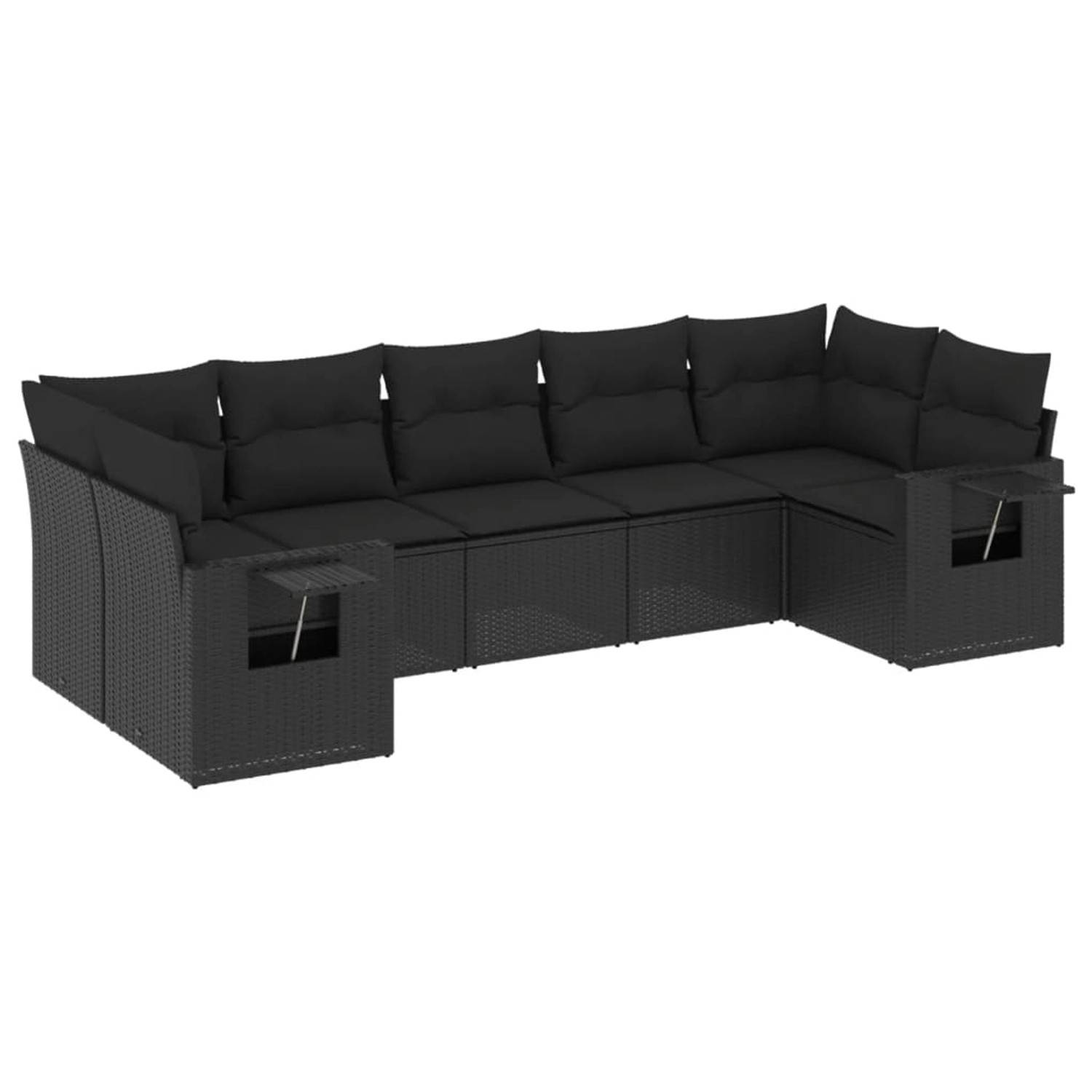 vidaXL 7-Tlg Garten-Sofagarnitur mit Kissen Schwarz Poly Rattan 3220584 günstig online kaufen