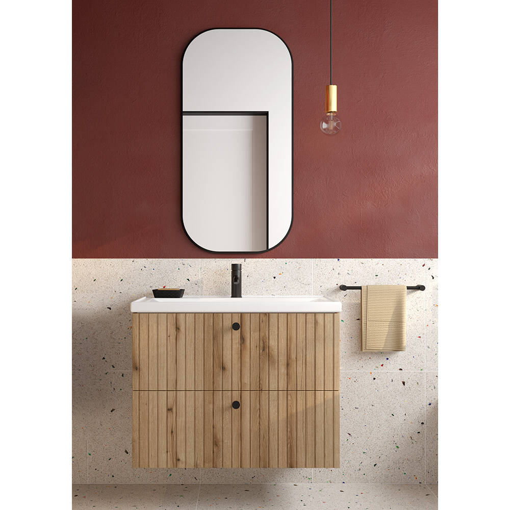 Waschplatz Set 2-teilig, 80 cm Waschtisch, Eiche RIVA-107 günstig online kaufen