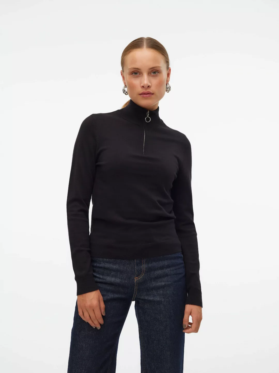 Vero Moda Stehkragenpullover "VMHAPPINESS LS HIGHNECK ZIP PULL GA BOO" günstig online kaufen