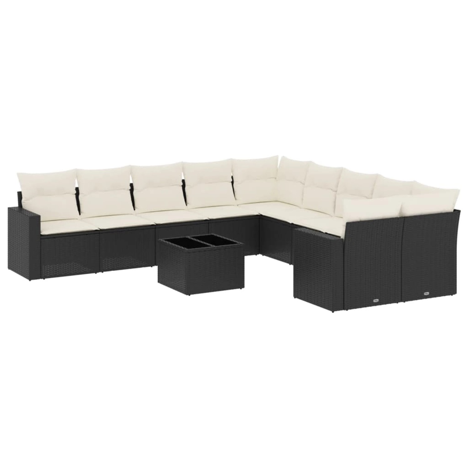 vidaXL 11-Tlg Garten-Sofagarnitur mit Kissen Schwarz Poly Rattan 3219506 günstig online kaufen