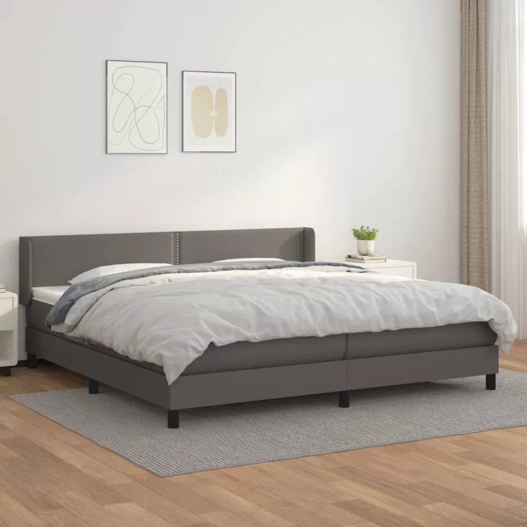 vidaXL Bettgestell Boxspringbett mit Matratze Grau 200x200 cm Kunstleder Be günstig online kaufen